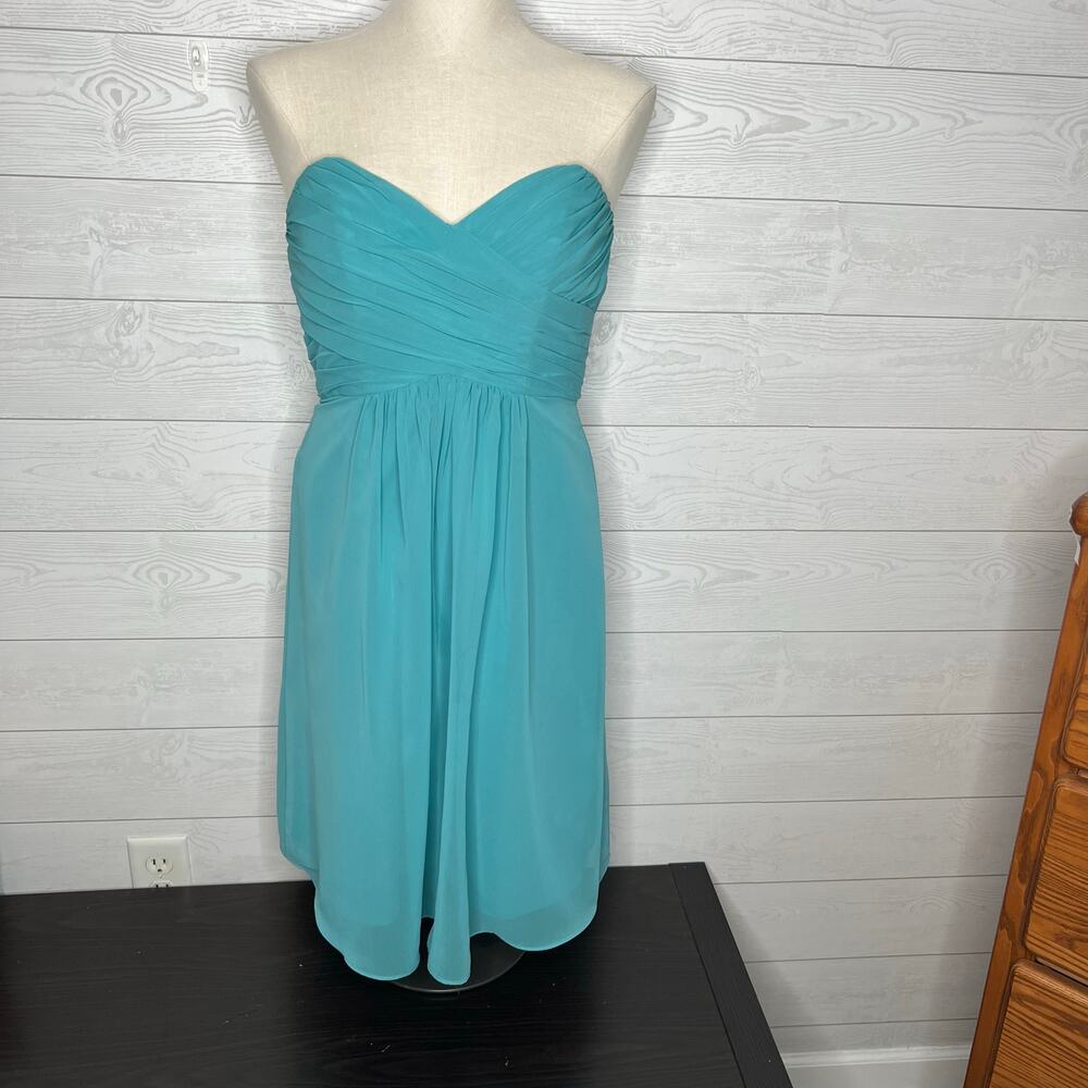 Alfred Angelo seafoam green short strapless knee length dress Size 6